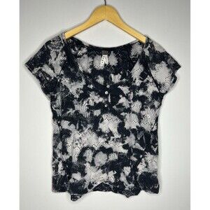 Free People Tie Dye Mesh Eyelet Blouse Size Medium Iridescent Button